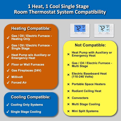 NonProgrammable Thermostat for Home, Single-Stage Systems, Digital - Image 3