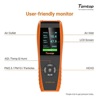 Temtop Air Quality Monitor PM2.5 PM10 Particle Counter, Formaldehyde, - Image 7