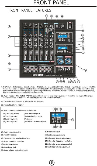 Singtronic KJ-5000Mix Professional Karaoke Console Mixer | HDMI ARC, USB - Image 6