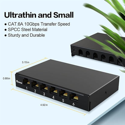 6 Port Patch Panel 0.5U CAT6A Keystone Patch Panel UTP - Image 2