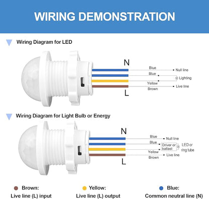 6 Pack PIR Motion Sensor Light Switch, AC 110-240V Adjustable LUX Light - Image 5