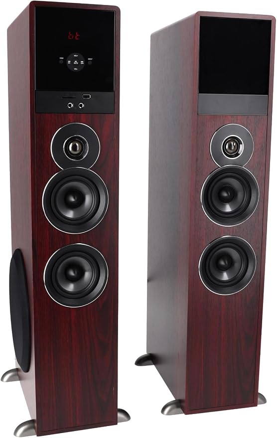 Rockville TM80C Powered Home Theater Tower Speaker System, Cherry Wood - Image 7