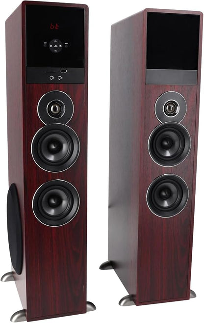 Rockville TM80C Powered Home Theater Tower Speaker System, Cherry Wood - Image 7