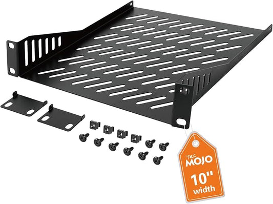 Tecmojo 1U Rack Mount Shelf for 10" Server Rack, 7.87" Deep Vented Cantilever by Tecmojo