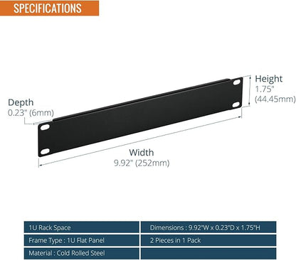 Tecmojo 2 Pack 1U Blank Rack Mount Panel, Steel Patch Panel Filler - Image 3