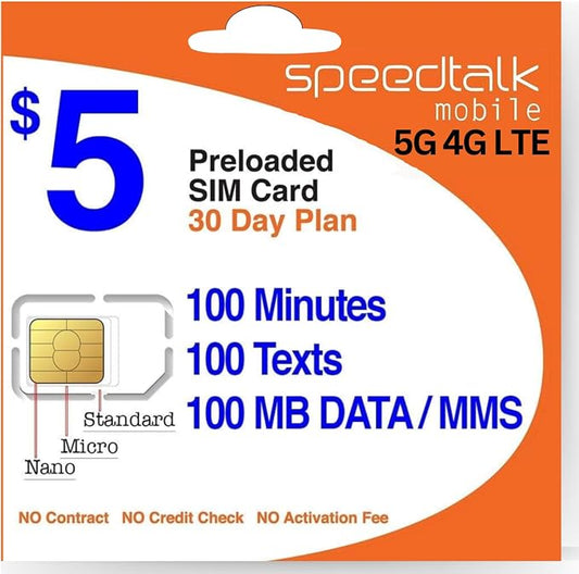 SpeedTalk Mobile $5 Prepaid Wireless Pay Go Plan by SpeedTalkMobile