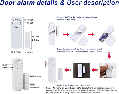 Personal Security Window & Door Alarm Bell | Wireless Sensor Door Window - Image 6