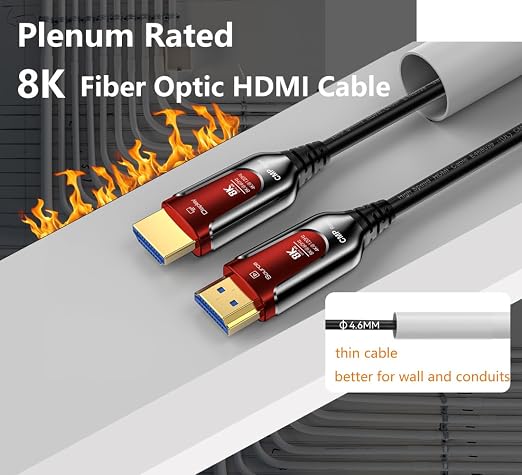 50Ft Plenum Rated HDMI Cable, 8K 48Gbps Fiber Optic Ultra High Speed Long HDMI - Image 3
