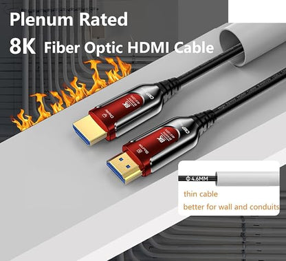 30Ft Plenum Rated HDMI Cable, 8K 48Gbps Fiber Optic Ultra High Speed Long HDMI - Image 3