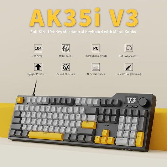 AJAZZ AK35I V3 104-Key Full Size Wired Gasket Mount Gaming Keyboard - Image 2