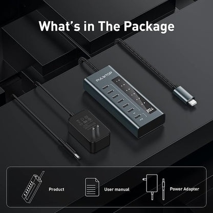 USB C Hub for Laptop, 7 in 1 10Gbps USB Adapter Support Data & Charging - Image 6