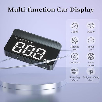 AZIJYV Heads Up Display for Cars, Windshield Speedometer Projector HUD M1white - Image 4