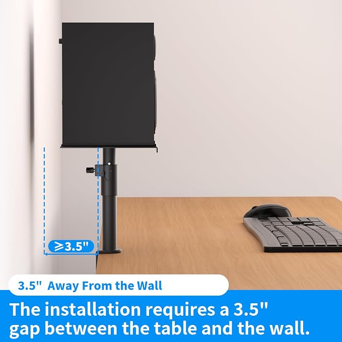 suptek Clamp-on Speaker Stand Desk Mount Set, Height Adjustment, 9.6 x 8.8 inch - Image 5