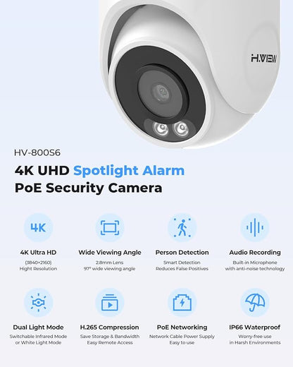 H.VIEW 4K Security Camera System, 4K/8MP 8CH NVR - Image 4