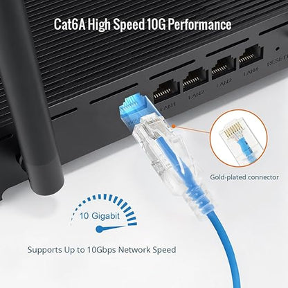 Tecmojo UL Listed Ultra-Slim Cat6a 10ft Ethernet Patch Cable, 30AWG 100% Pure - Image 5