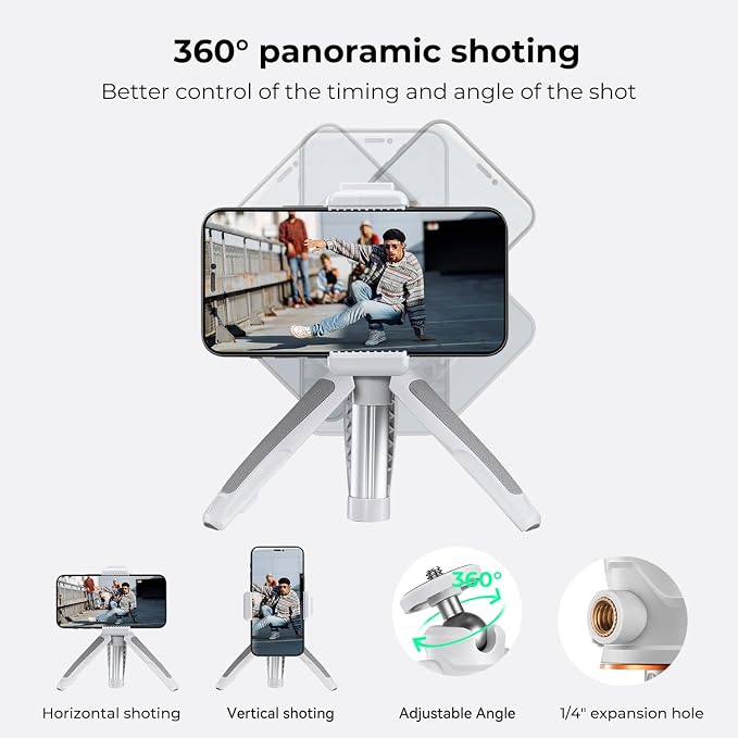 K&F Concept Selfie Stick Tripod, 360 Degree Rotation Mini Phone Stand - Image 4