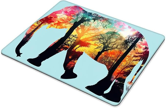 Square Mouse Pad Colorful Forest Elephant-1, Gaming Mouse Pads - Image 5