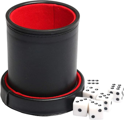 Leatherette Dice Cup with Lid, Includs 16mm Regular Dices - Image 3