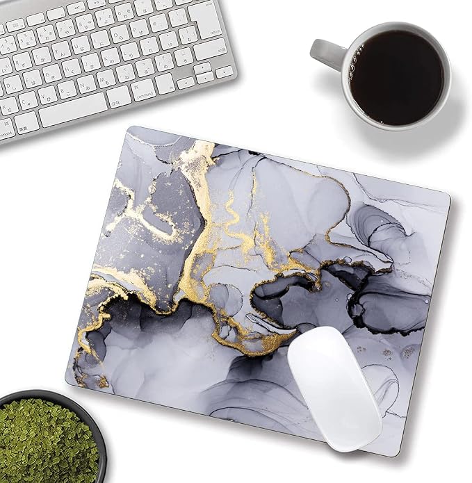 Hokafenle Gray Gold Black Marble Mouse Pad, Gaming Mouse Mat - Image 4