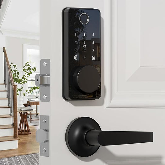 Smart Lock with Handles, Fingerprint Door Lock App Control, Keyless Entry Door by Biquole