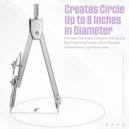 EBOOT Student Geometry Math Set, Drawing Compass and 6 Inch Swing Arm - Image 3