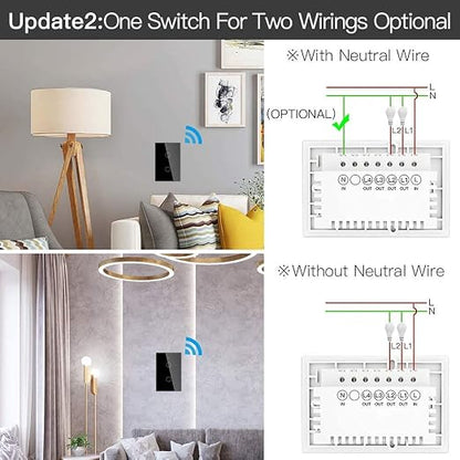 MOES ZigBee Smart Touch Wall Light Switch, Requires Tuya ZigBee Hub, No Neutral - Image 3
