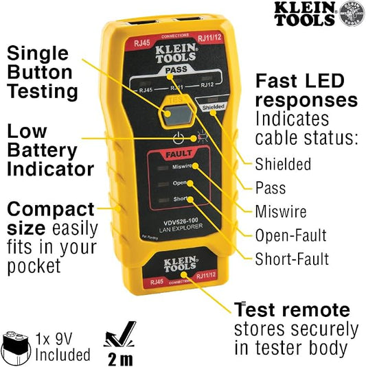 Klein Tools VDV026-813 RJ45 Ethernet Cable Tester and Crimper Kit, Pass-Thru - Image 2