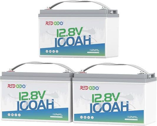 Redodo 3 Pack 12V 100Ah Lithium LiFePO4 Battery, Group 31 Battery Built in 100A by PrimeDayRedodoSaveup55