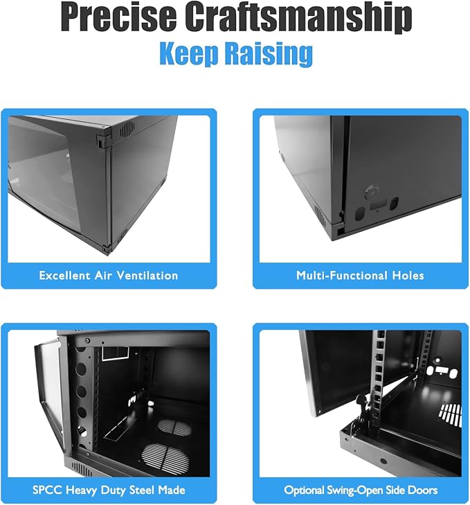 RAISING ELECTRONICS 22U Wall Mount Network WiFi Server Cabinet Rack Enclosure - Image 4