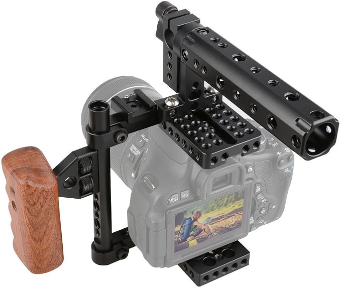 CAMVATE DSLR Camera Cage Top Handle Wood Grip Compatible - Image 8