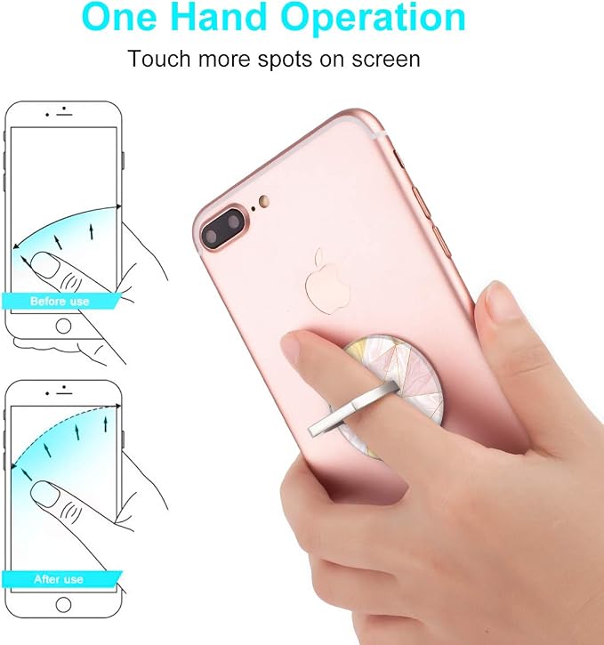 Bonoma Phone Ring Grip, 3 Pack Geometric Marble 360 Degree Rotation 180 Degree - Image 5