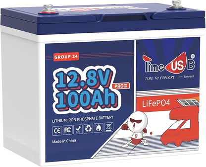 12V100Ah Group24 Mini LiFePO4 Battery, Grade A Battery Cells, Drop-in by Timeusb