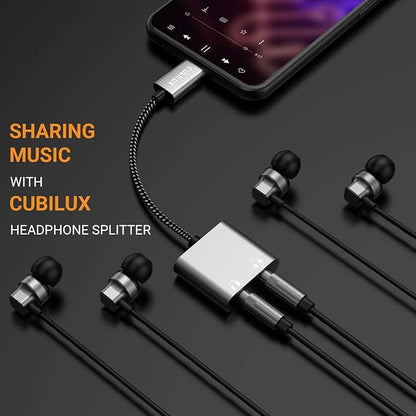 Cubilux USB C Dual Headphones Splitter, Type C to Double 3.5mm Audio Splitter - Image 3