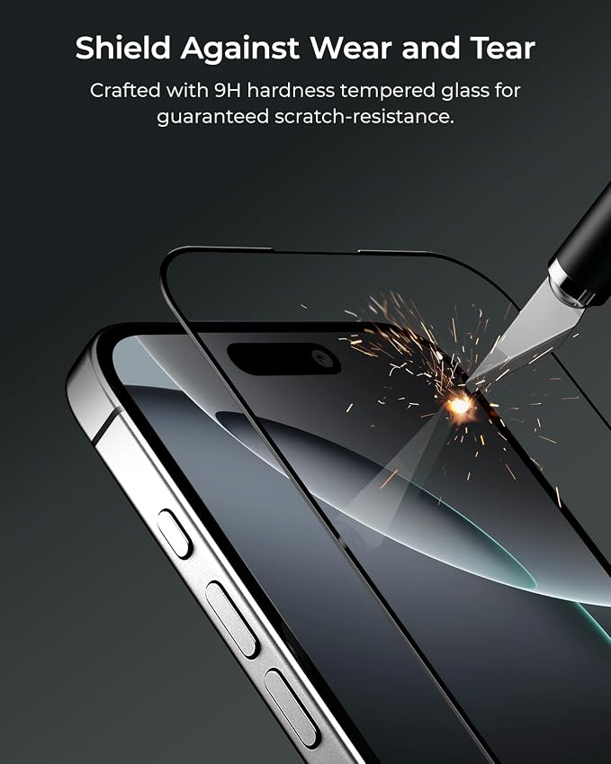 iOttie Terra iPhone 16 Pro Tempered Glass Screen Protector Military Grade 9H - Image 5