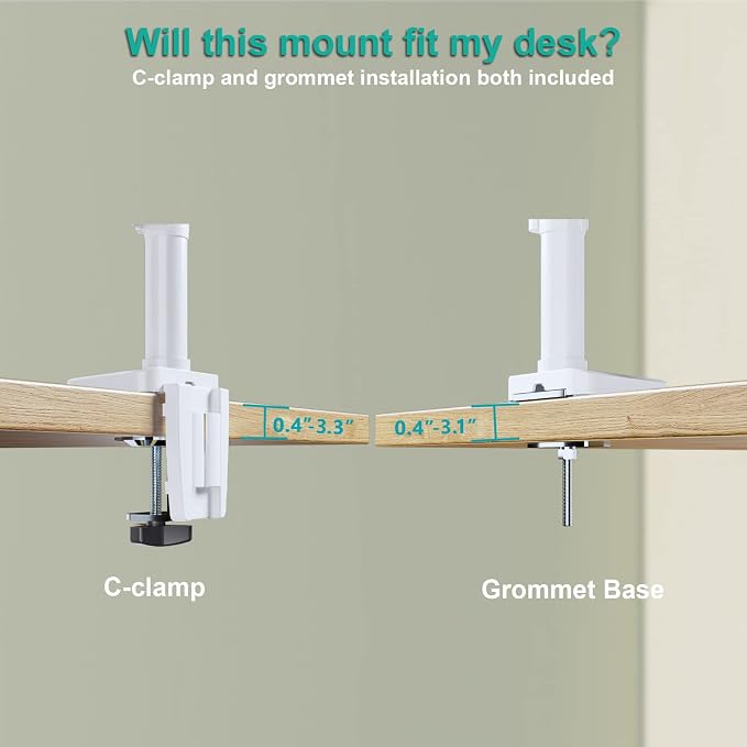 WALI White Triple Monitor Mount, 3 Monitor Desk Mount - Image 7