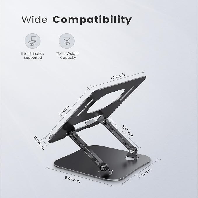 Adjustable Laptop Stand for Desk, Aluminum Portable Laptop Stand, Lightweight - Image 6