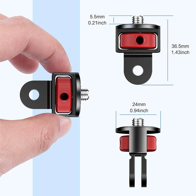 2 Pieces Camera Tripod Mount for Gopro Adapter 360°Adjustable Aluminum Alloy - Image 7