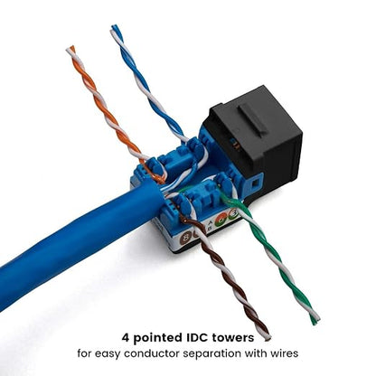 trueCABLE Cat6 Keystone Jack, Unshielded, 90 Degree Punch-Down, PoE++ 100W - Image 4