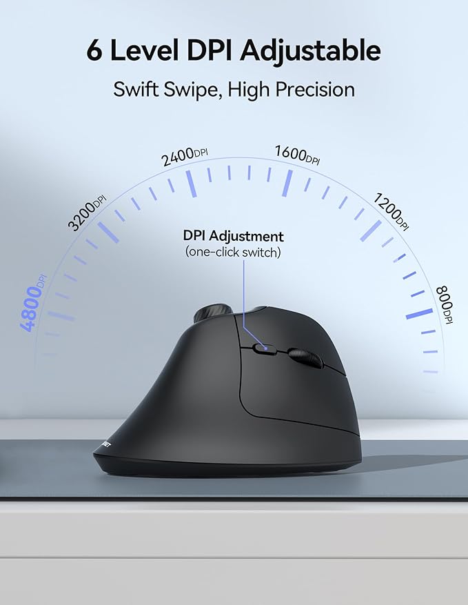 TECKNET Ergonomic Mouse, Rechargeable Wireless Bluetooth Mouse, Vertical Mouse - Image 6