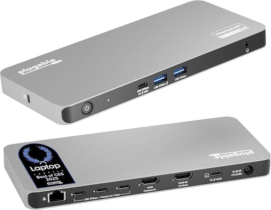 Plugable USB C Docking Station 5 Monitors, 140W DisplayLink Dock Connects up to by Plugable