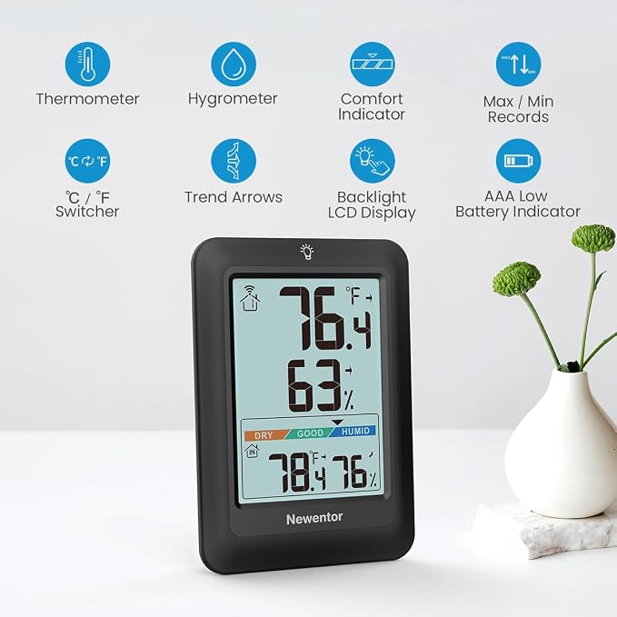 Newentor Indoor Outdoor Thermometer Wireless, Weather Station - Image 6