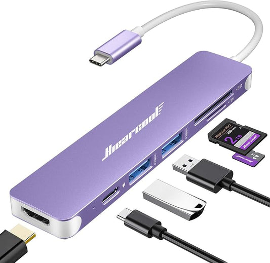 Hiearcool USB C Hub, 7-in-1 Multi-Port Adapter, USB-C to 4K HDMI Splitter Type by Hiearcool