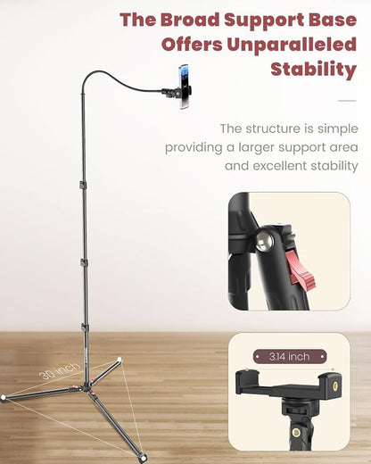 87" Phone Tripod, Overhead Flexible Tall Tripod Stand - Image 2
