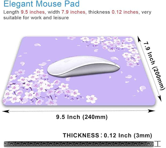 IMAYONDIA Cute Purple Mouse Pad, Floral Flowers Mouse Pad, Sakura Cherry - Image 2