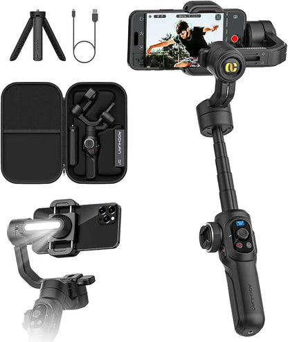 Professional Gimbal Stabilizer for Smartphone, Built-in 18CM Extension Rod and by AOCHUAN