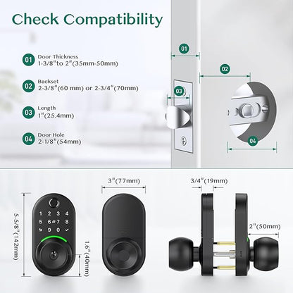 Keypad Smart Door Lock with Knob, Yamiry Keyless Entry Digital Lock with Handle - Image 6