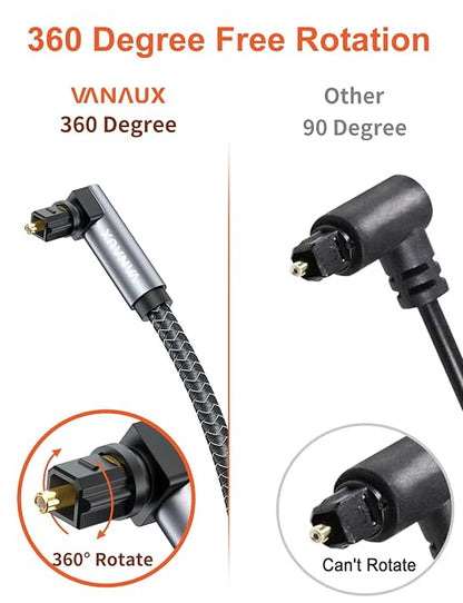 VANAUX 90 Degree Optical Cable, SPDIF Audio Optical Cord, 360 Degree Rotatable - Image 6