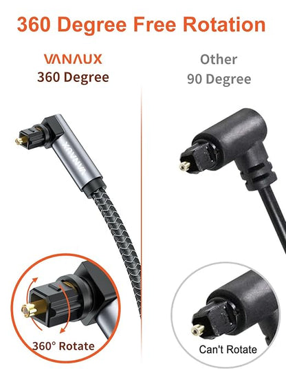 VANAUX 90 Degree Optical Audio Cable, 3.2ft S/PDIF TOSLINK Fiber Digital Cord - Image 6