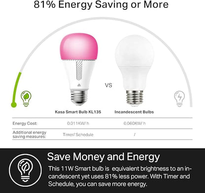 Kasa Smart Bulb, 1000 Lumens Full Color Changing Dimmable Smart WiFi Light Bulb - Image 4