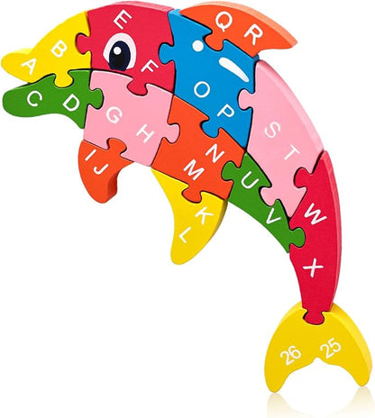 LovesTown Wooden Puzzle for Toddlers, Educational Alphabet and Number Jigsaw by Lovestown